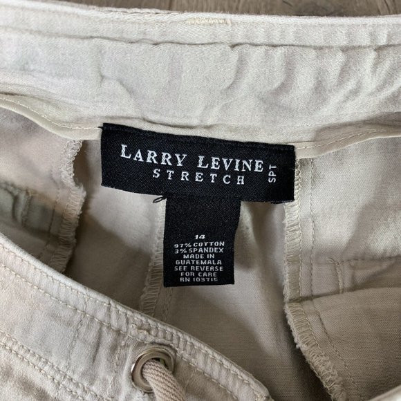 Larry Levine Womens 14 Tan Capri Pants Zip & Hook Drawstring Waist Button Pocket - Picture 7 of 10